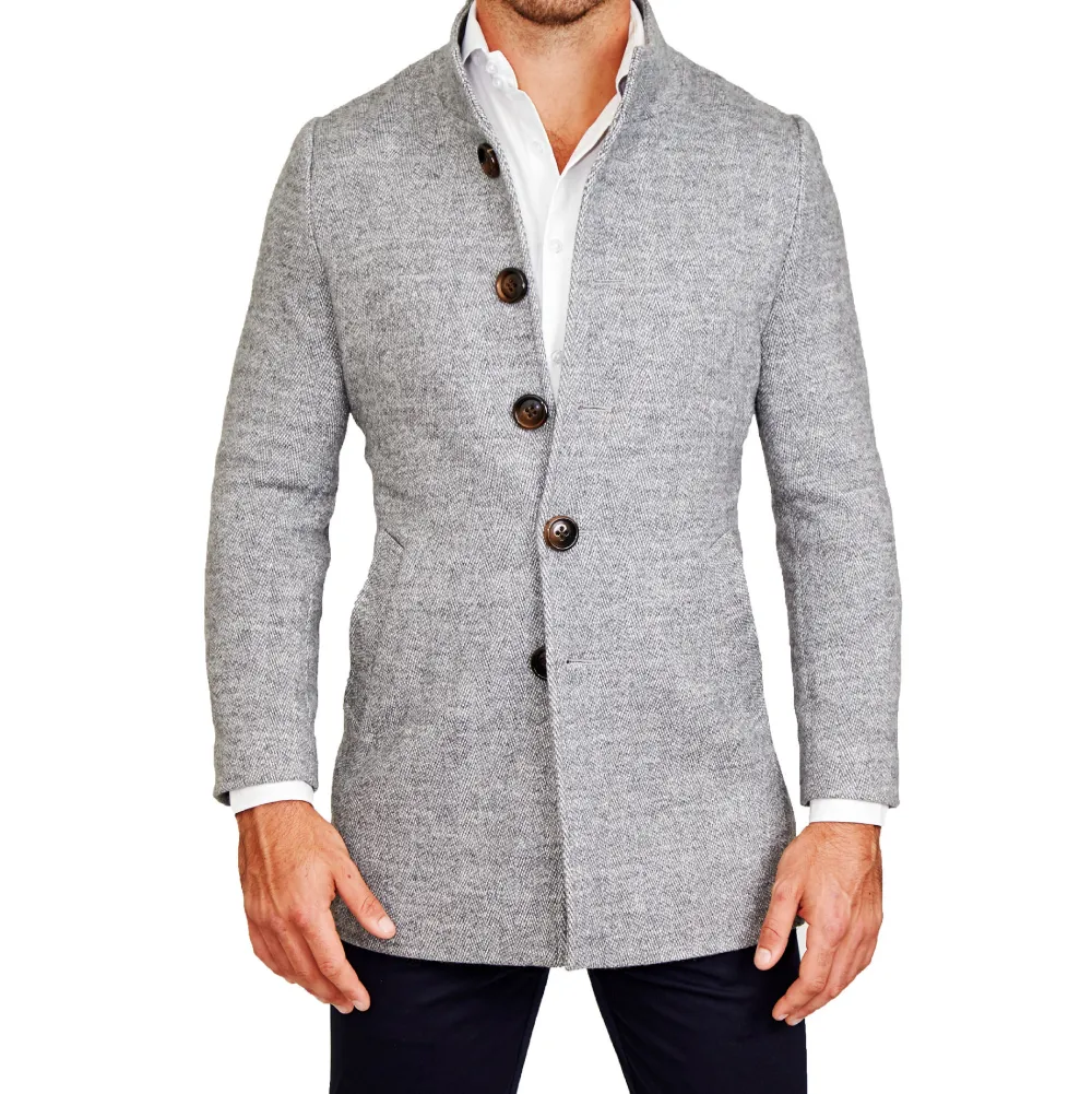 State and Liberty Open Button Overcoat - Grey Herringbone| Coats & Jackets