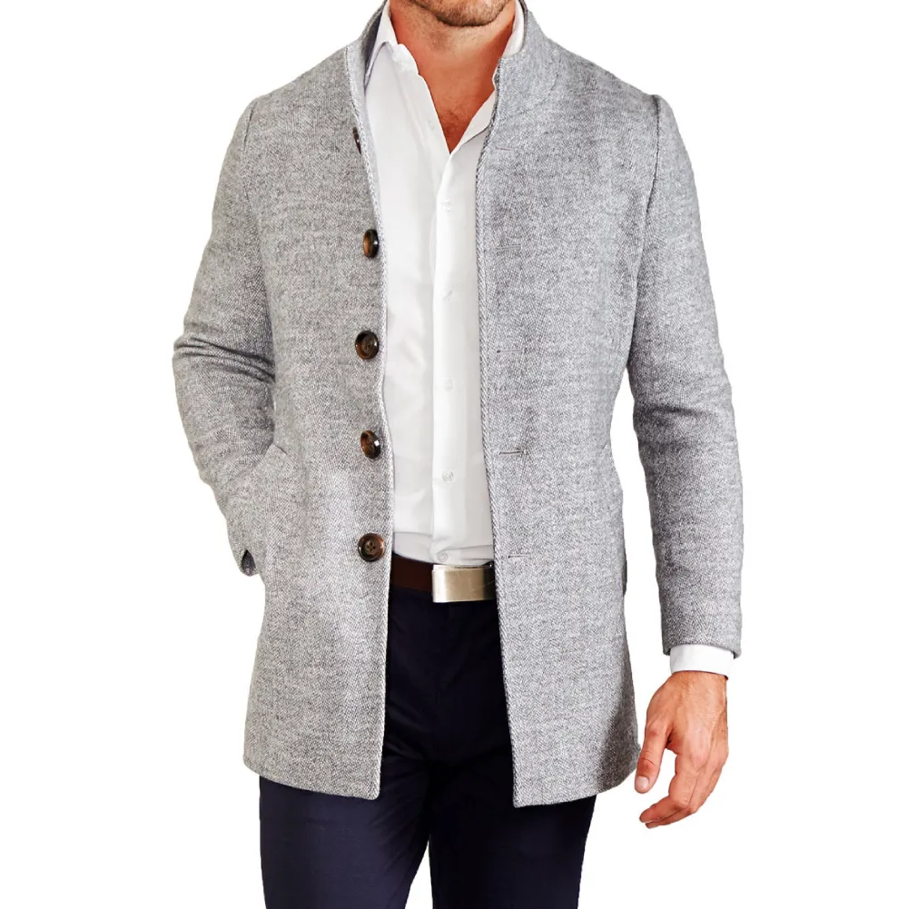 State and Liberty Open Button Overcoat - Grey Herringbone| Coats & Jackets