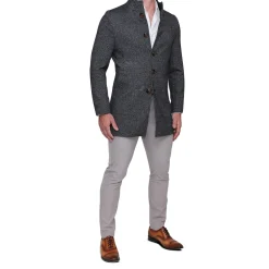 State and Liberty Open Button Overcoat - Navy & Grey Chevron| Coats & Jackets