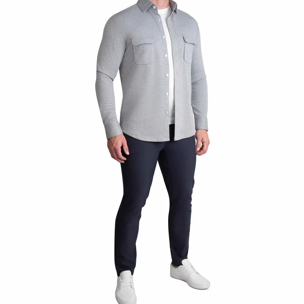State and Liberty Patch Pocket Button Down - Light Grey| Casual Long Sleeves|Long Sleeve Button Downs