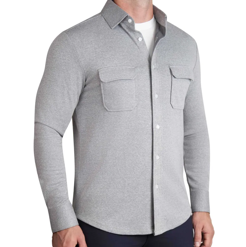 State and Liberty Patch Pocket Button Down - Light Grey| Casual Long Sleeves|Long Sleeve Button Downs