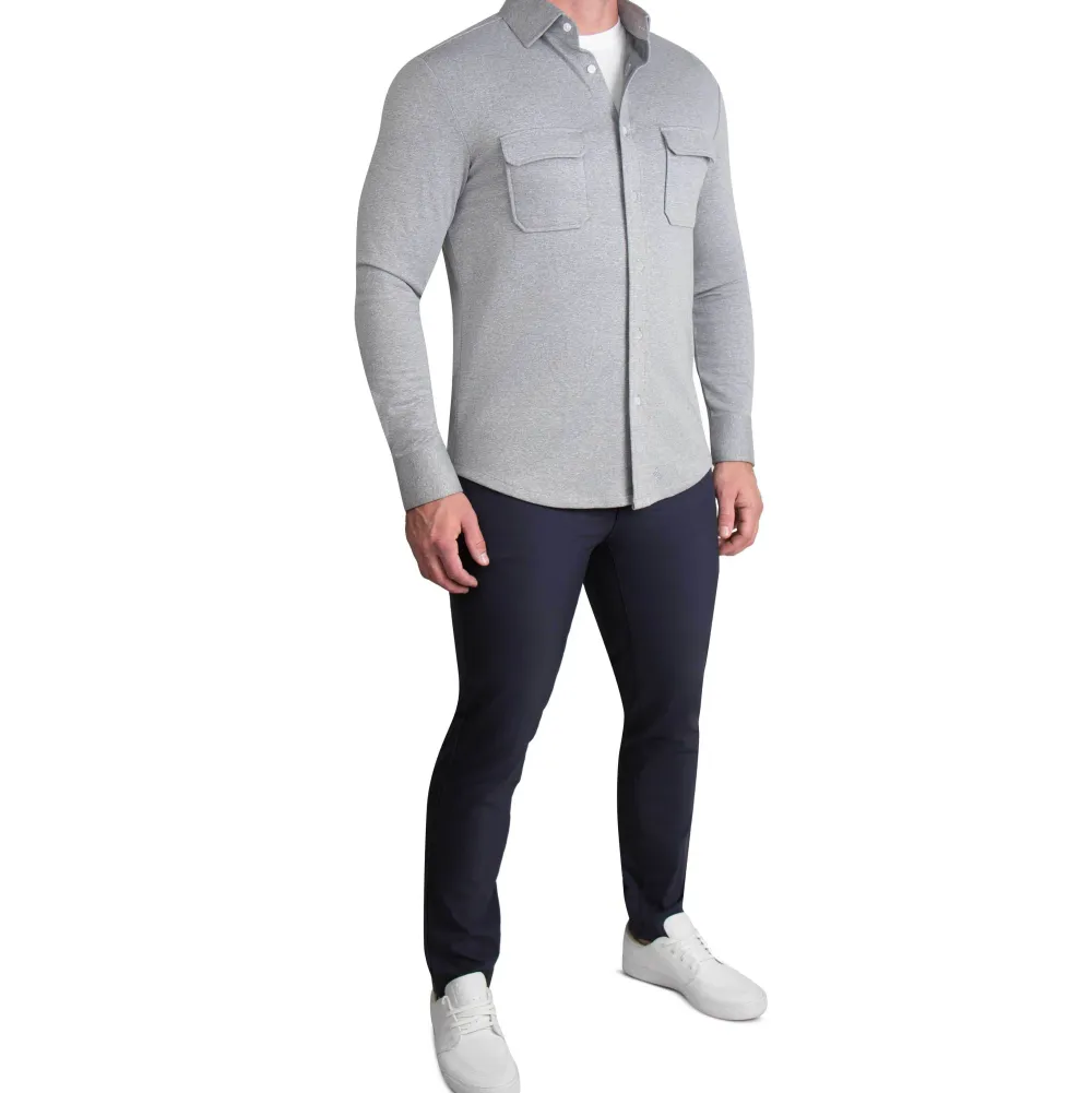 State and Liberty Patch Pocket Button Down - Light Grey| Casual Long Sleeves|Long Sleeve Button Downs