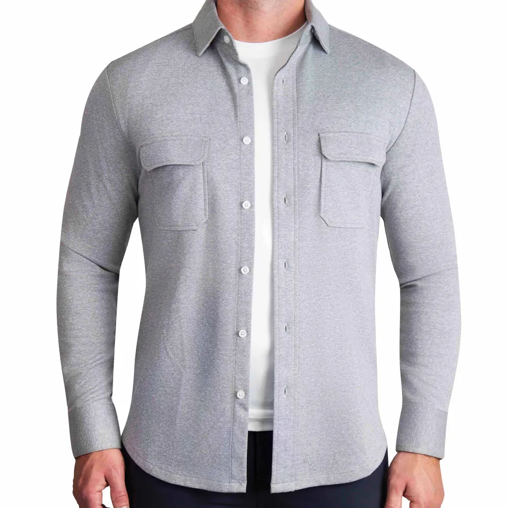 State and Liberty Patch Pocket Button Down - Light Grey| Casual Long Sleeves|Long Sleeve Button Downs