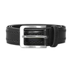 State and Liberty Perforated Leather Belt - Black| Accessories