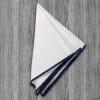 State and Liberty Pocket Square - White With Blue Edge Stitch| Accessories