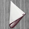 State and Liberty Pocket Square - White With Maroon Edge Stitch| Accessories