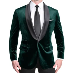 State and Liberty Satin Lapel Tuxedo Jacket - Green Velvet| Tuxedos|Blazers