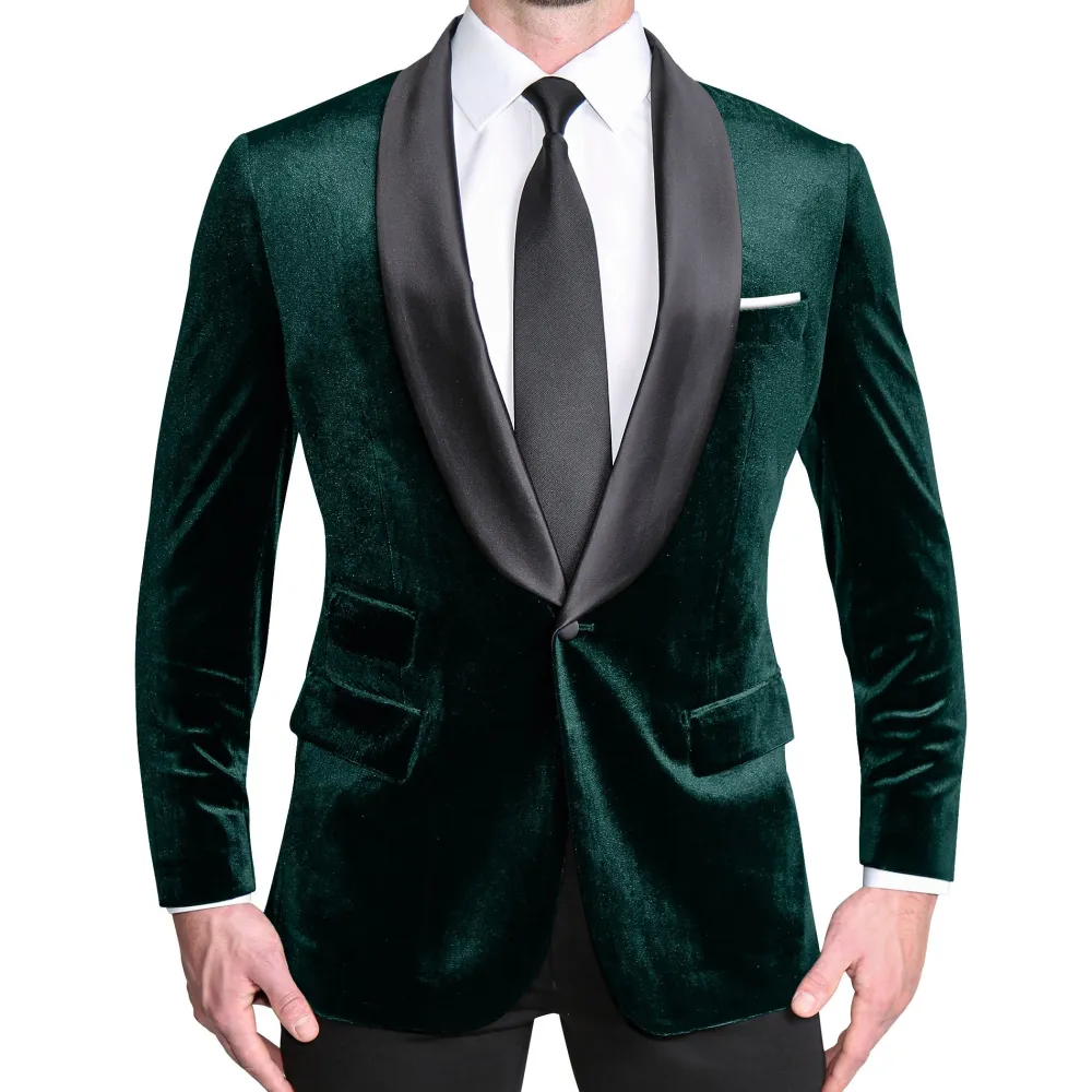 State and Liberty Satin Lapel Tuxedo Jacket - Green Velvet| Tuxedos|Blazers