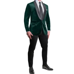 State and Liberty Satin Lapel Tuxedo Jacket - Green Velvet| Tuxedos|Blazers