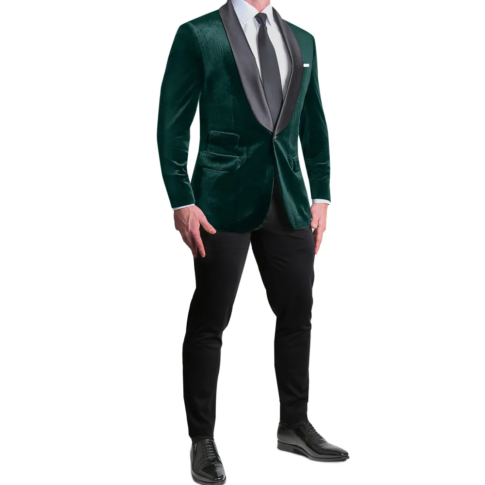 State and Liberty Satin Lapel Tuxedo Jacket - Green Velvet| Tuxedos|Blazers