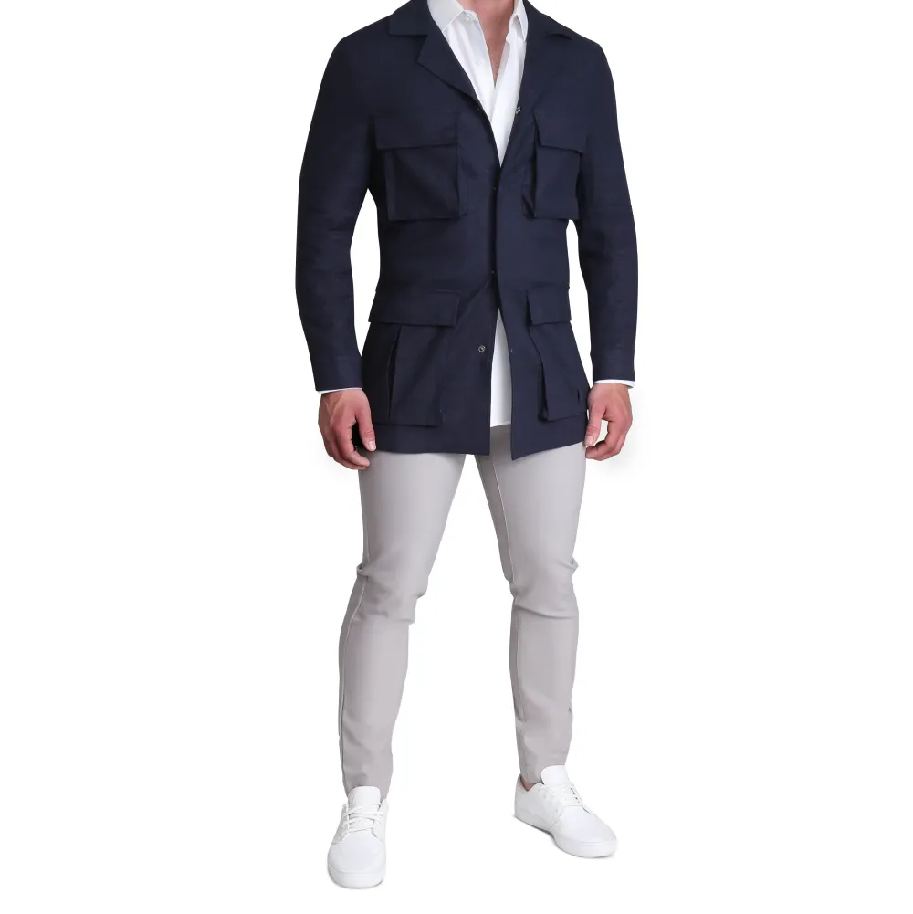 State and Liberty Stretch Linen Field Jacket - Navy| Coats & Jackets