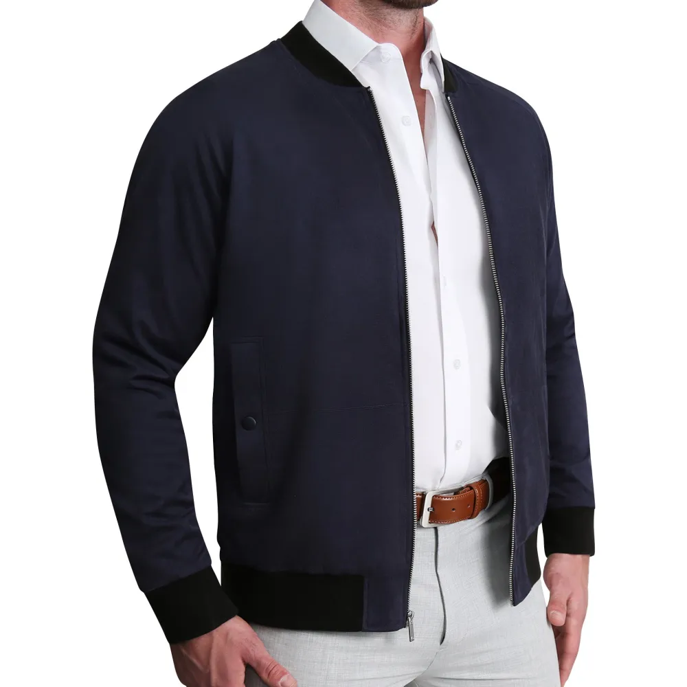 State and Liberty Suede Stretch Bomber - Navy| Coats & Jackets