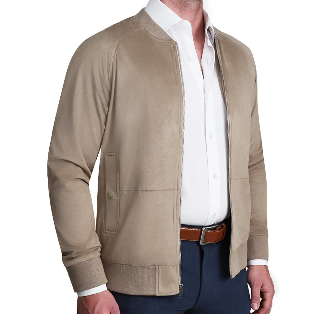 State and Liberty Suede Stretch Bomber - Tan| Coats & Jackets
