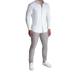 State and Liberty "The Aaria" Sport Shirt - Light Grey Bengal Stripe| Casual Long Sleeves|Long Sleeve Button Downs