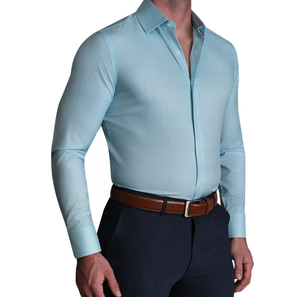 State and Liberty "The Atlas" Mint, Blue, & White Mini Check| Dress Shirts