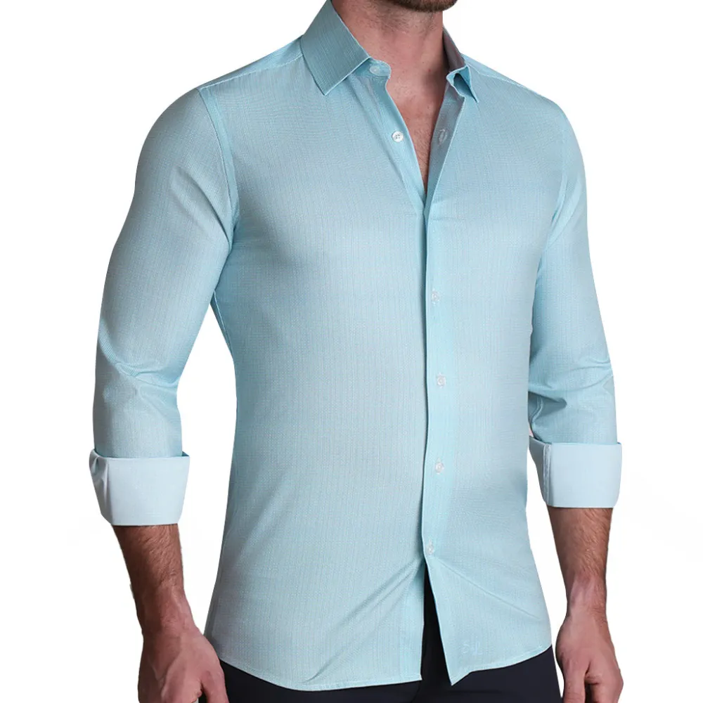 State and Liberty "The Atlas" Mint, Blue, & White Mini Check| Dress Shirts