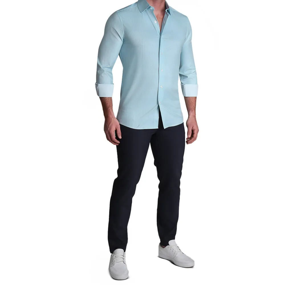 State and Liberty "The Atlas" Mint, Blue, & White Mini Check| Dress Shirts