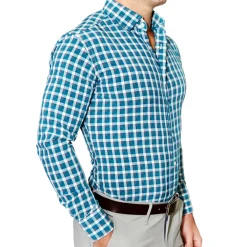 State and Liberty "The Bagley" Teal, Grey and White Triple Check| Dress Shirts