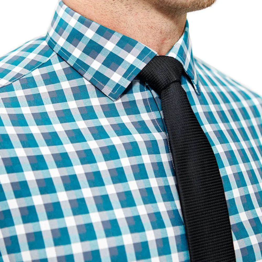 State and Liberty "The Bagley" Teal, Grey and White Triple Check| Dress Shirts