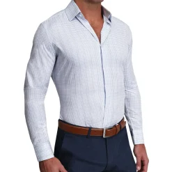 State and Liberty "The Baxter" Blue Mini Line Patterned Windowpane| Dress Shirts