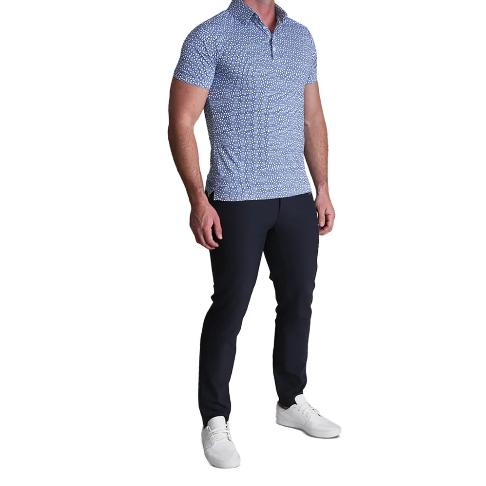 State and Liberty "The Beckham" Geo Royal Blue & White Double Circle| Short Sleeve Button Downs|Polos