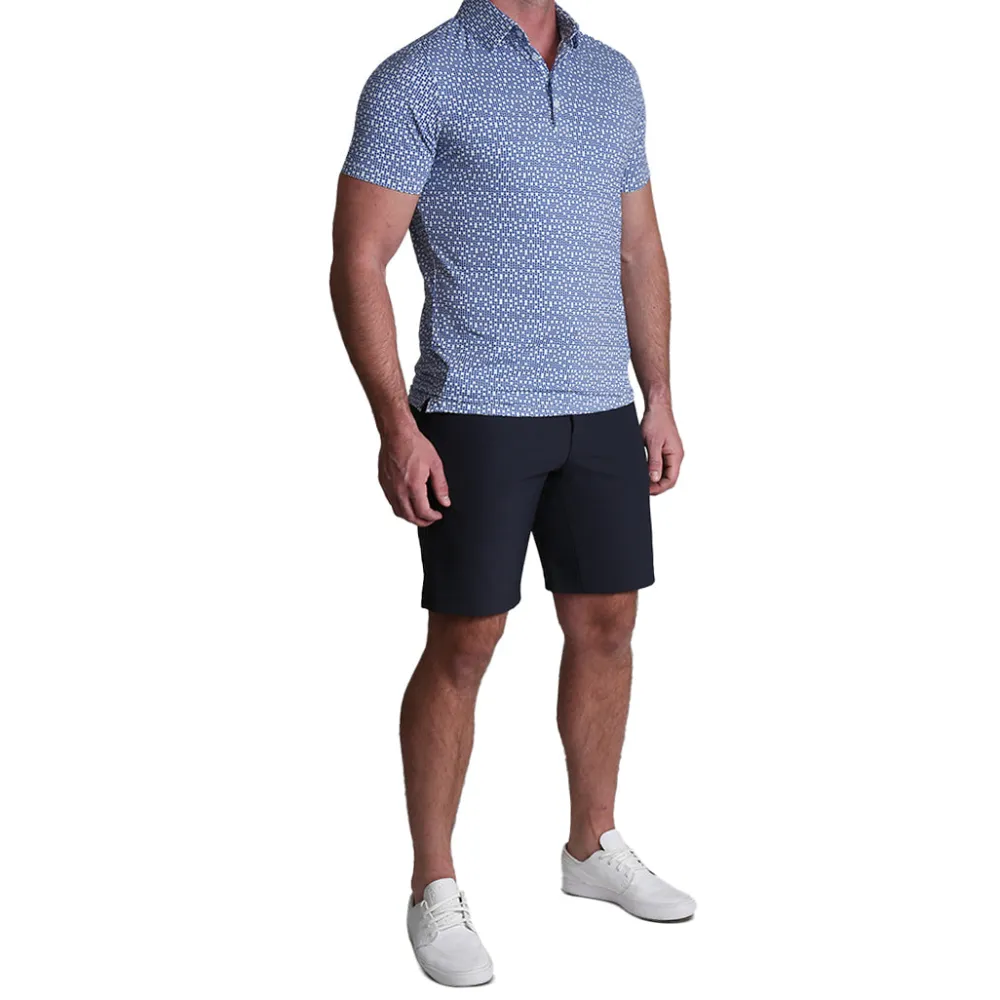 State and Liberty "The Beckham" Geo Royal Blue & White Double Circle| Short Sleeve Button Downs|Polos