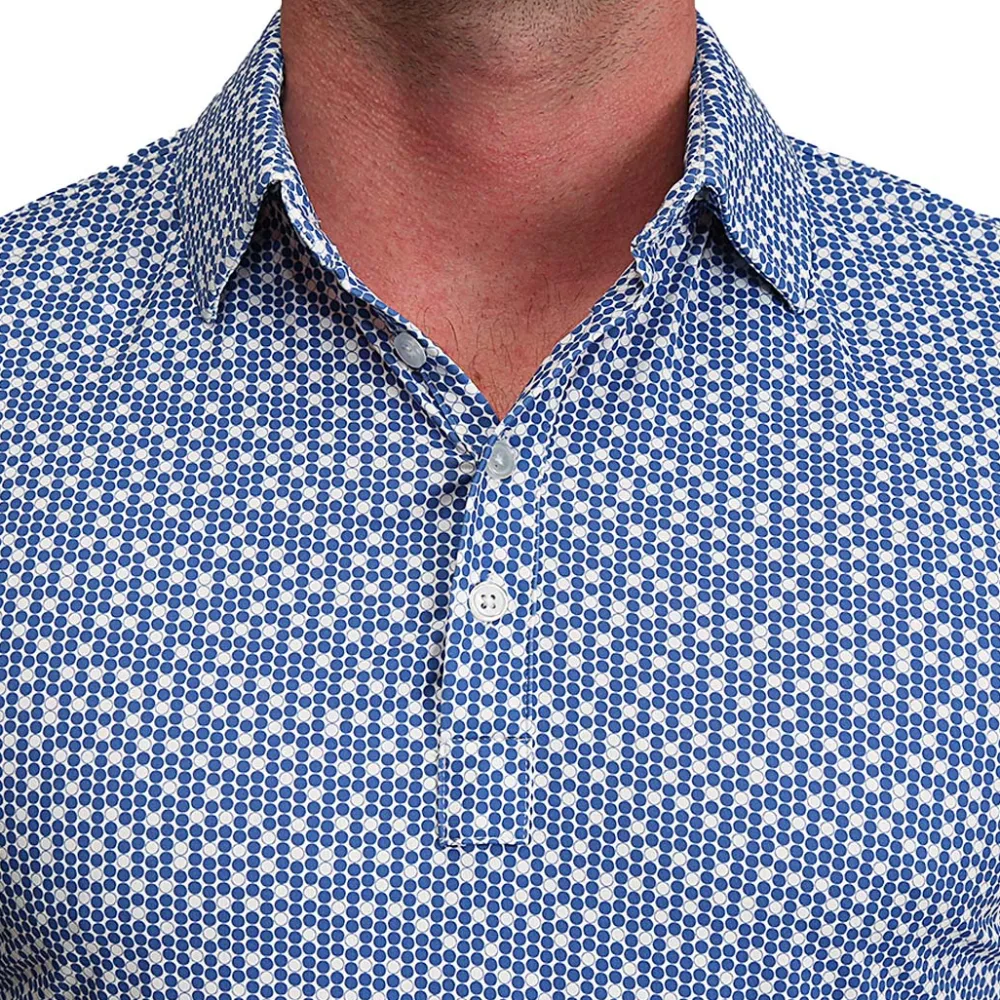 State and Liberty "The Beckham" Geo Royal Blue & White Double Circle| Short Sleeve Button Downs|Polos