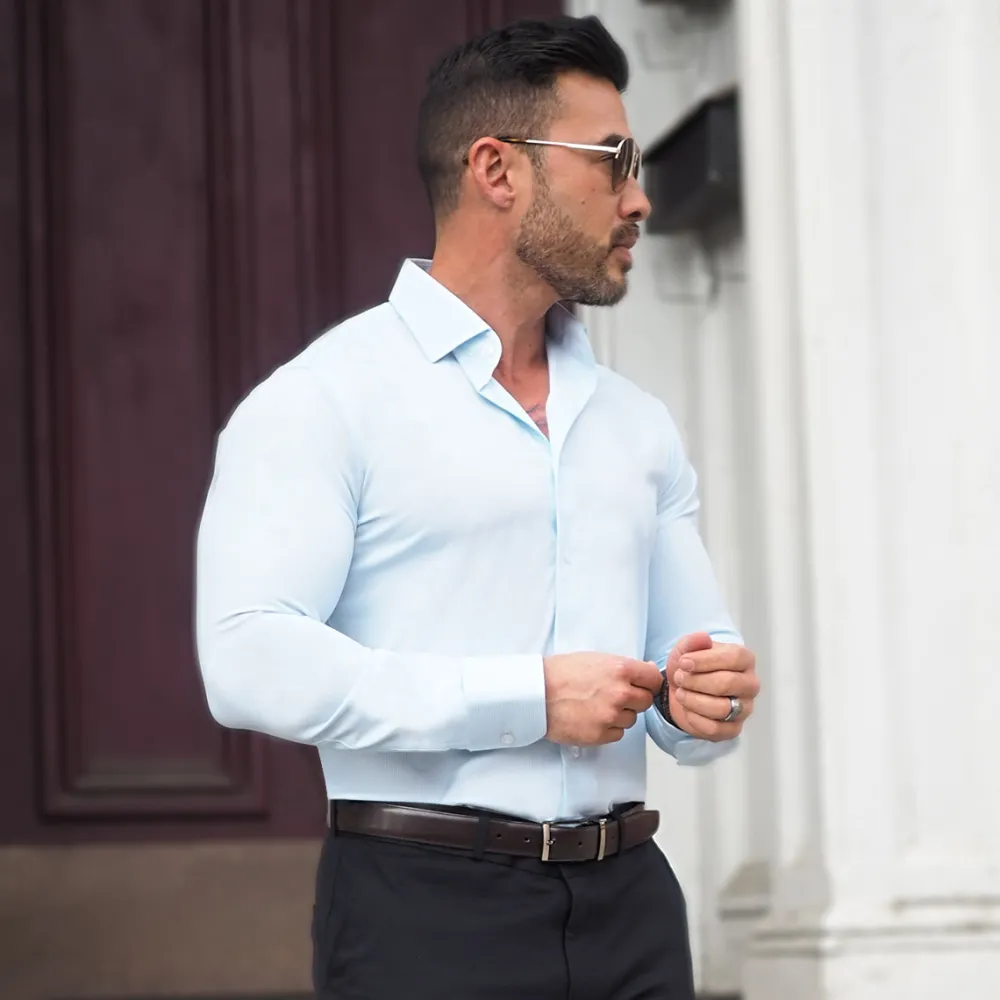 State and Liberty "The Belmont" Light Blue Pinstripe| Dress Shirts