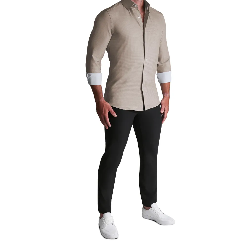 State and Liberty ''The Brooks" Light Brown Double Check| Dress Shirts