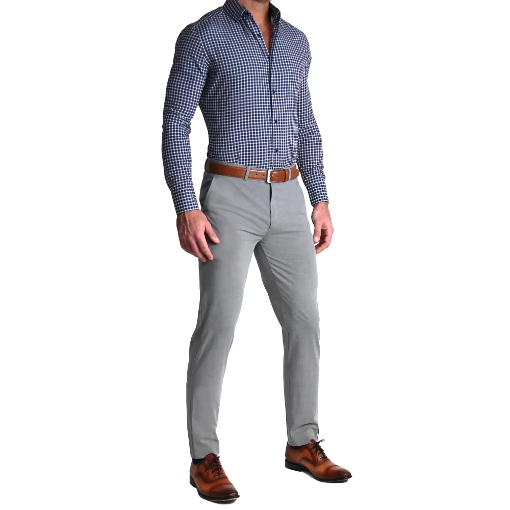 State and Liberty "The Callahan" Blue and White Mini Plaid| Dress Shirts