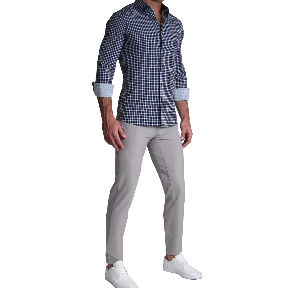 State and Liberty "The Callahan" Blue and White Mini Plaid| Dress Shirts