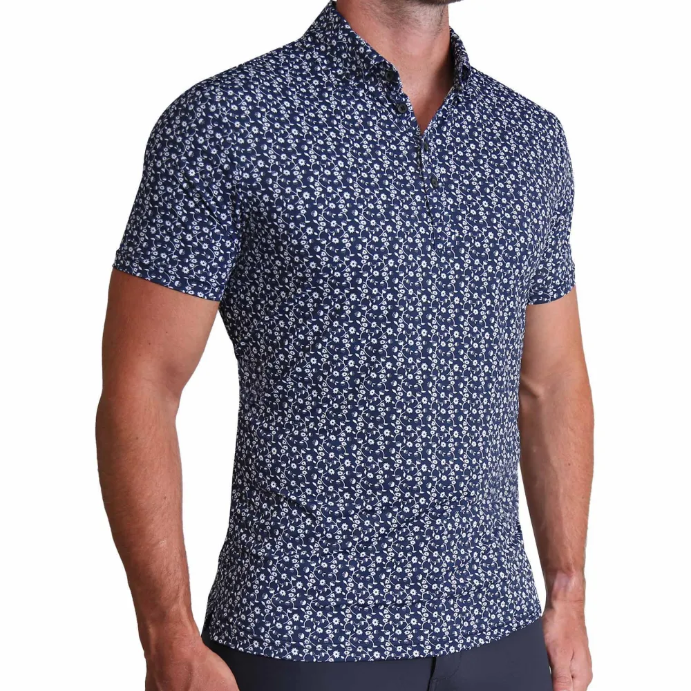 State and Liberty "The Camden" Navy & White Floral| Short Sleeve Button Downs|Polos