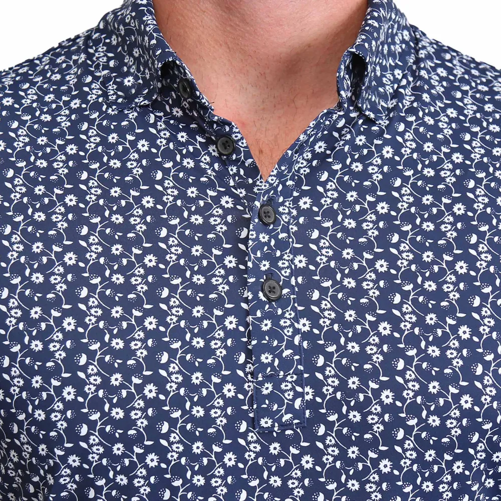 State and Liberty "The Camden" Navy & White Floral| Short Sleeve Button Downs|Polos
