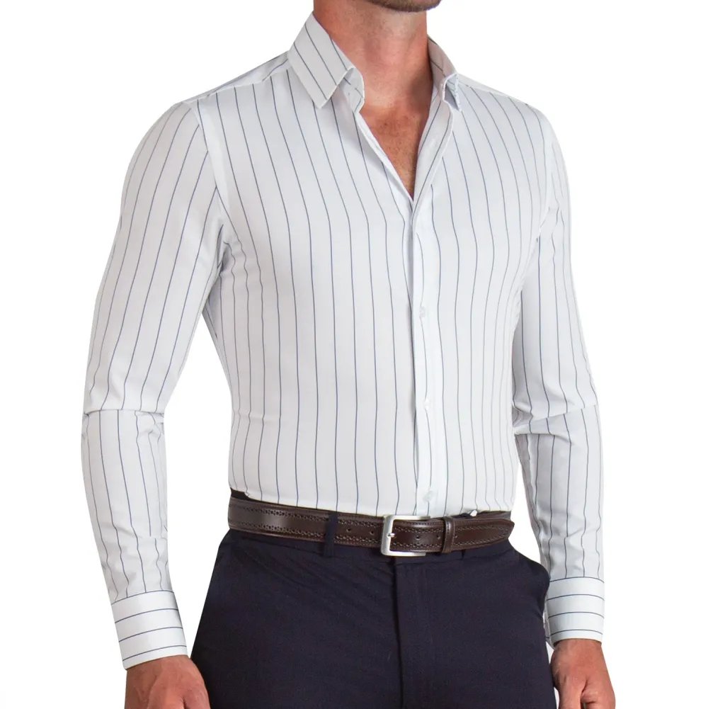 State and Liberty "The Cape" Wide Navy Stripe| Dress Shirts