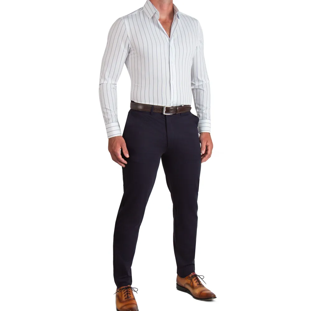 State and Liberty "The Cape" Wide Navy Stripe| Dress Shirts