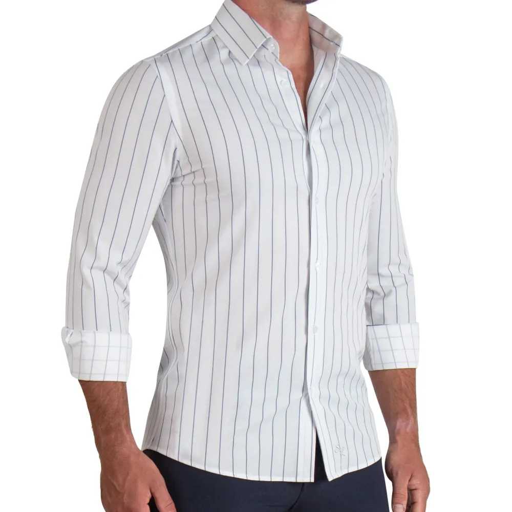 State and Liberty "The Cape" Wide Navy Stripe| Dress Shirts