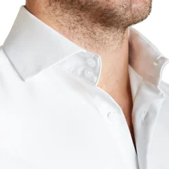 State and Liberty "The Carlton" Solid White Double Button Spread Collar| Dress Shirts