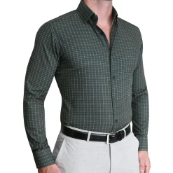 State and Liberty "The Colby" Dark Green & Mint Windowpane| Dress Shirts
