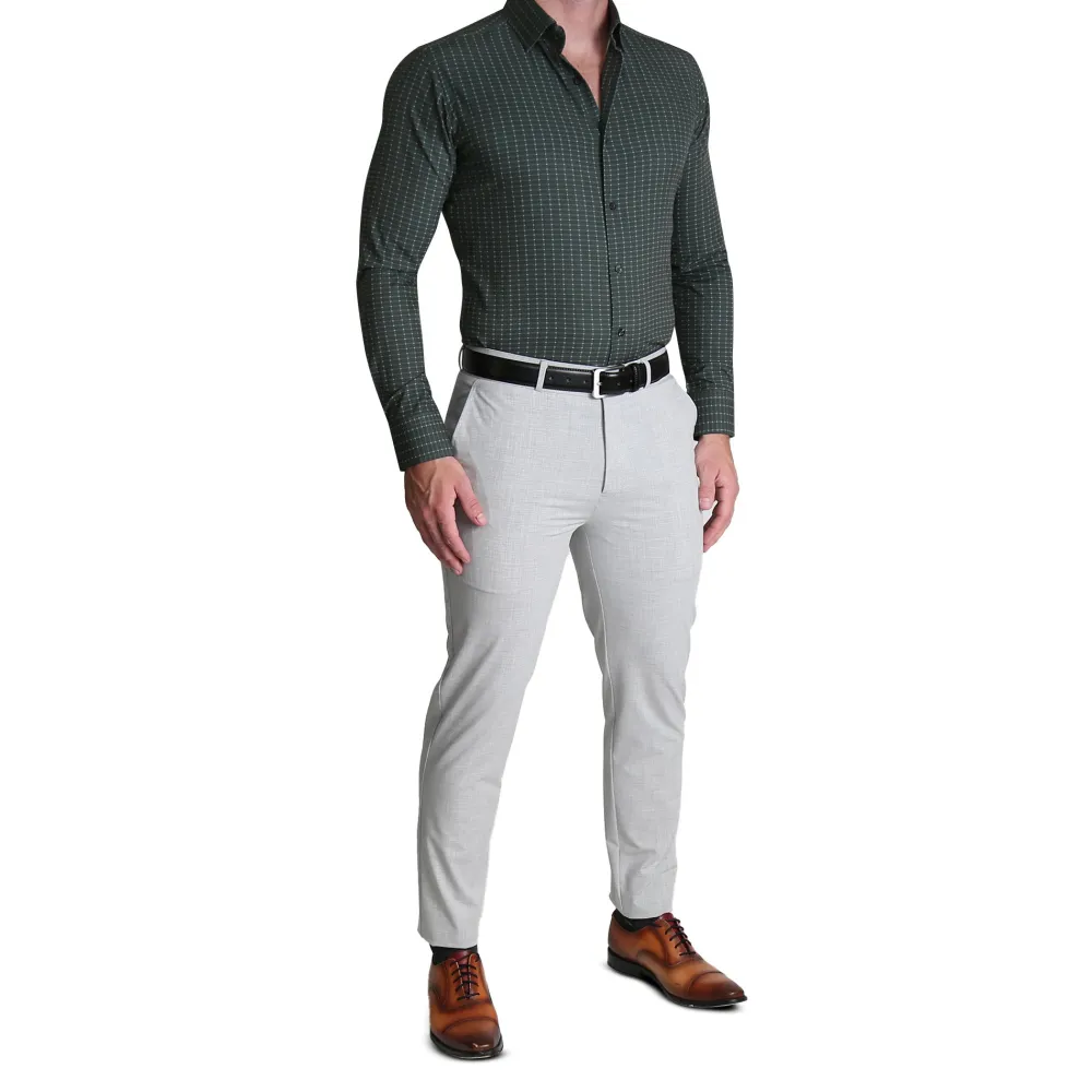 State and Liberty "The Colby" Dark Green & Mint Windowpane| Dress Shirts