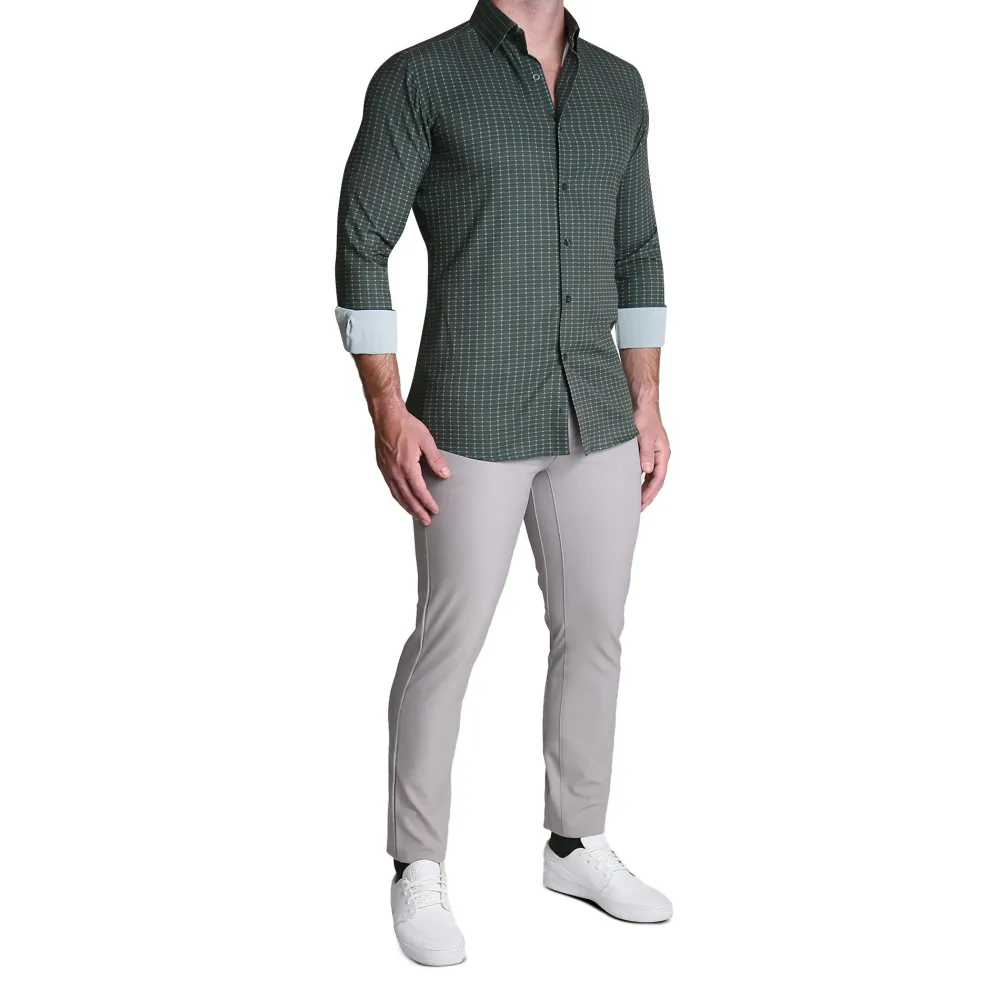 State and Liberty "The Colby" Dark Green & Mint Windowpane| Dress Shirts