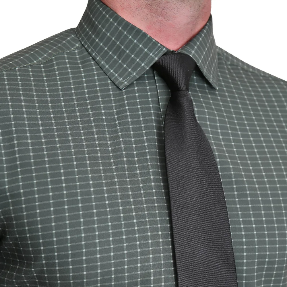 State and Liberty "The Colby" Dark Green & Mint Windowpane| Dress Shirts