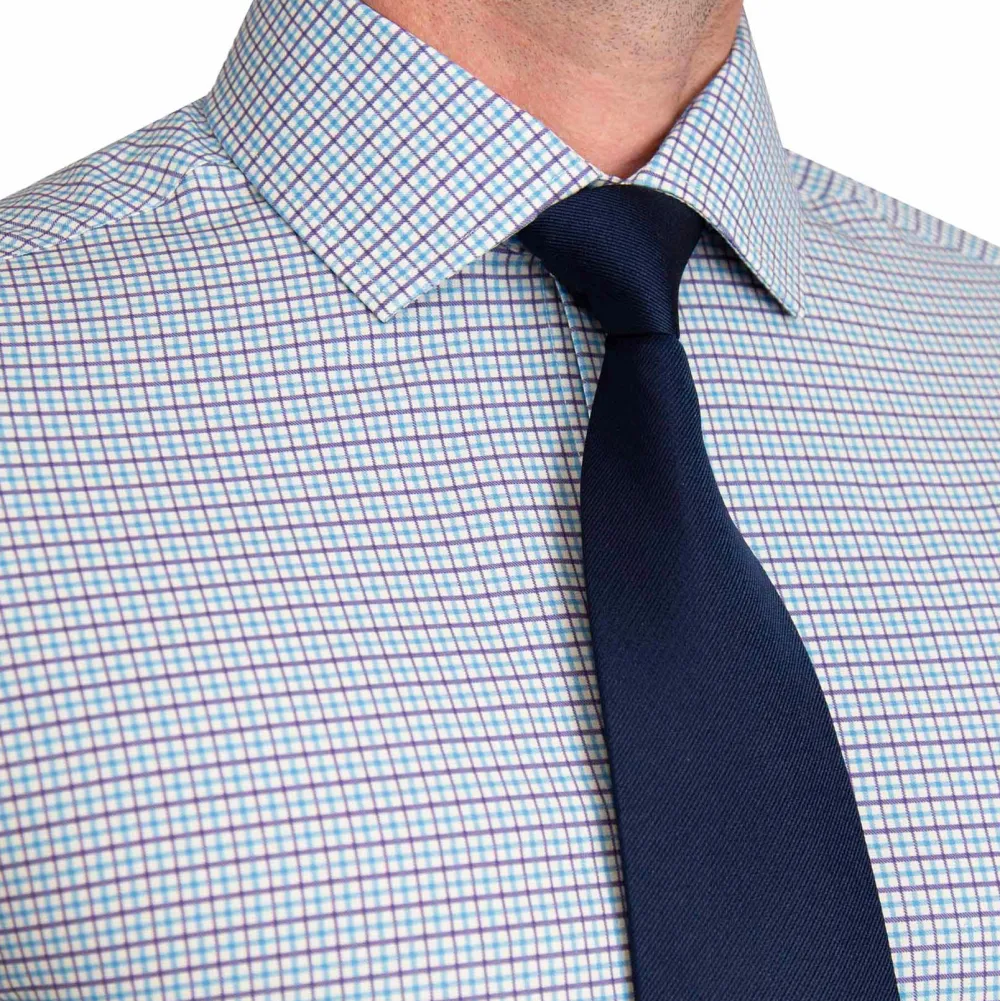 State and Liberty "The Dalton" Purple & Light Blue Windowpane| Dress Shirts