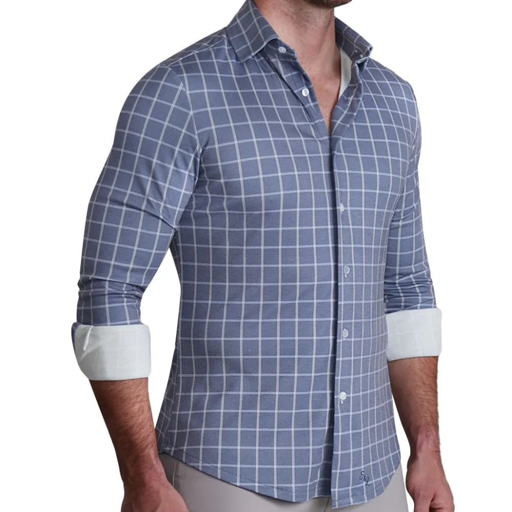 State and Liberty "The Davy" Navy, Light Blue, and Cream Casual Button Down| Casual Long Sleeves|Long Sleeve Button Downs