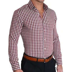 State and Liberty "The Dawson" Big Maroon and Grey Check| Dress Shirts