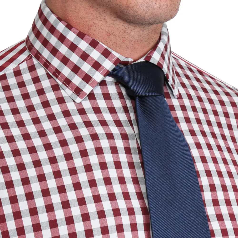 State and Liberty "The Dawson" Big Maroon and Grey Check| Dress Shirts