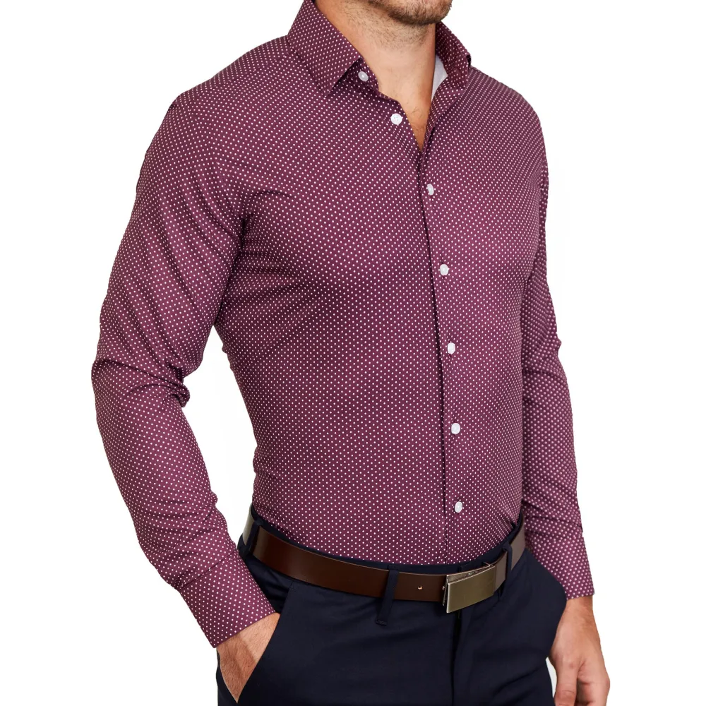 State and Liberty "The Digger" Maroon with White Dots| Dress Shirts