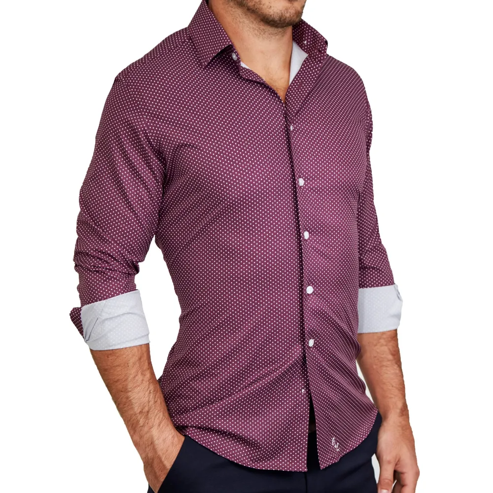 State and Liberty "The Digger" Maroon with White Dots| Dress Shirts
