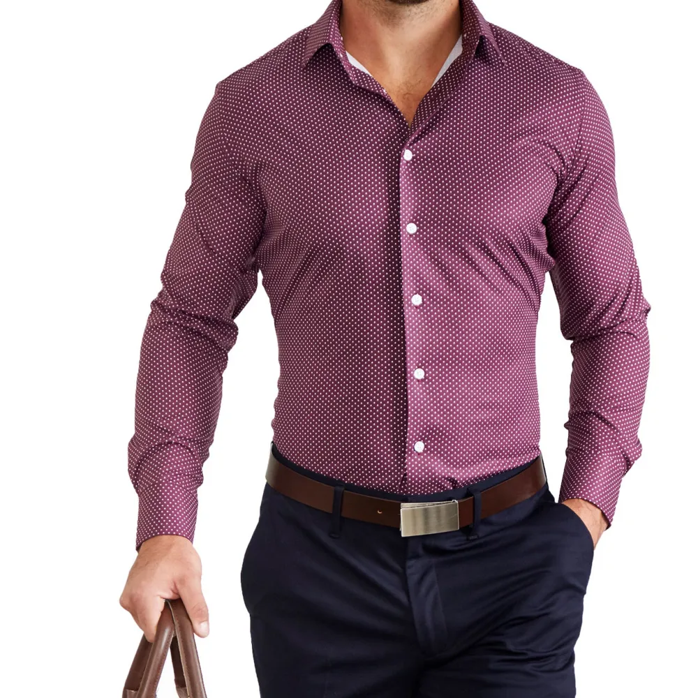 State and Liberty "The Digger" Maroon with White Dots| Dress Shirts