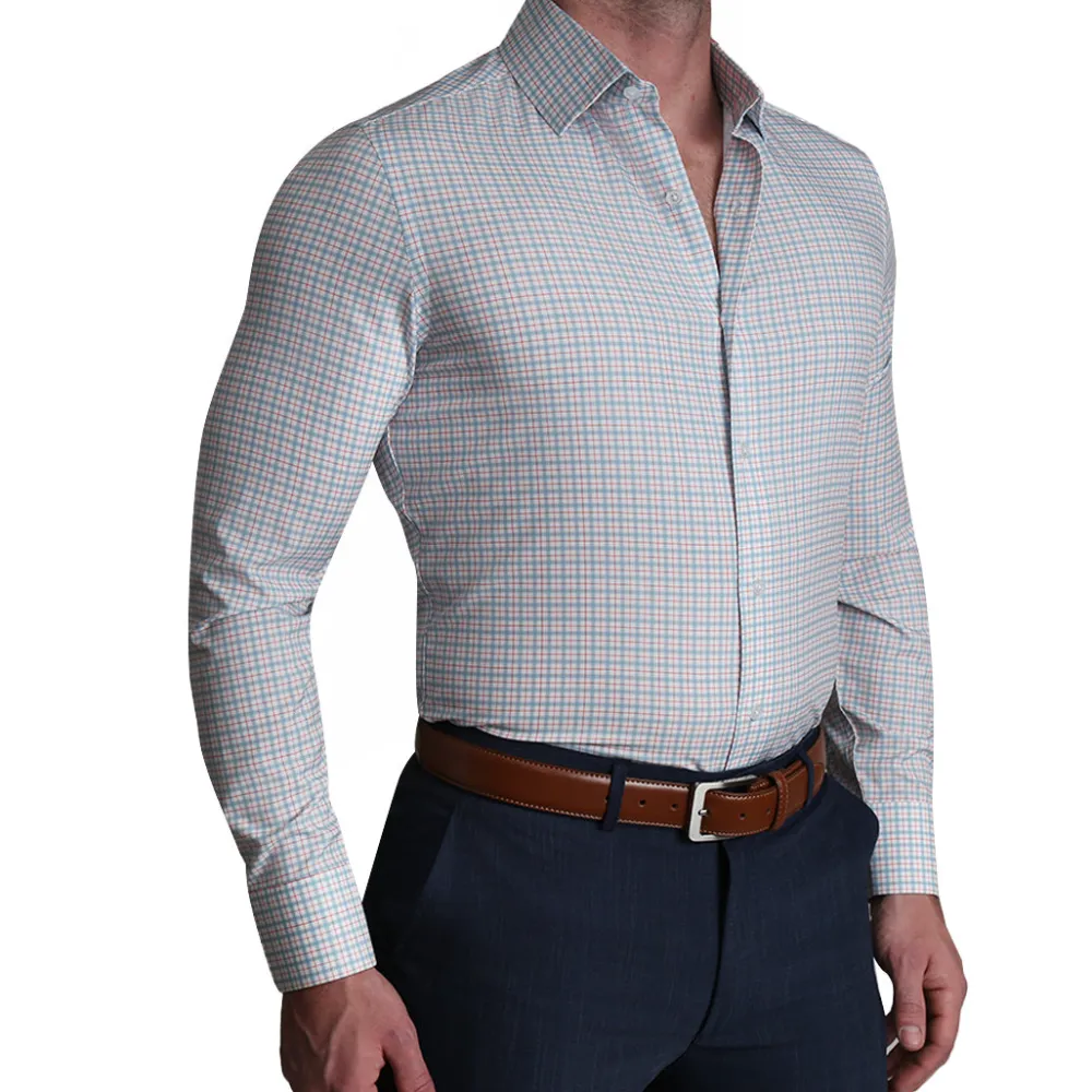 State and Liberty "The Dimitri" Blue Plaid With Orange Windowpane| Dress Shirts