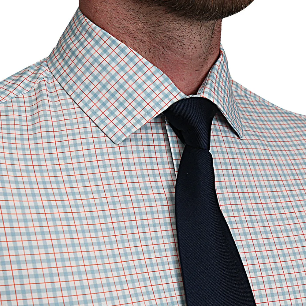 State and Liberty "The Dimitri" Blue Plaid With Orange Windowpane| Dress Shirts